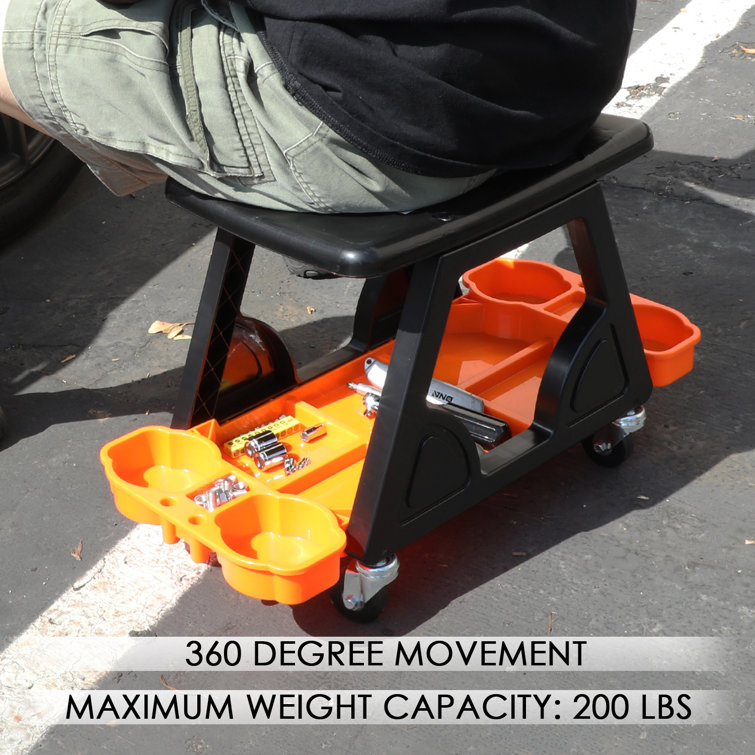 DNA Motoring Mechanic Stool Rolling Work Seat W Swivel Wheels and